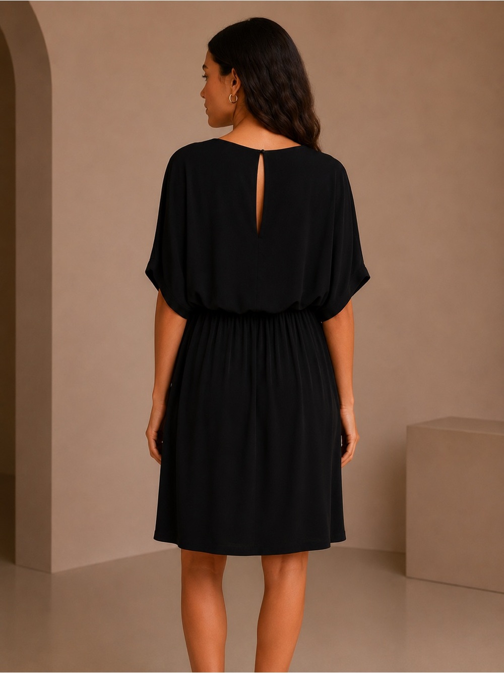 Jessica Simpson Black Blouson Mini Dress L NWOT Dolman Sleeve Cocktail Party - Picture 2 of 6